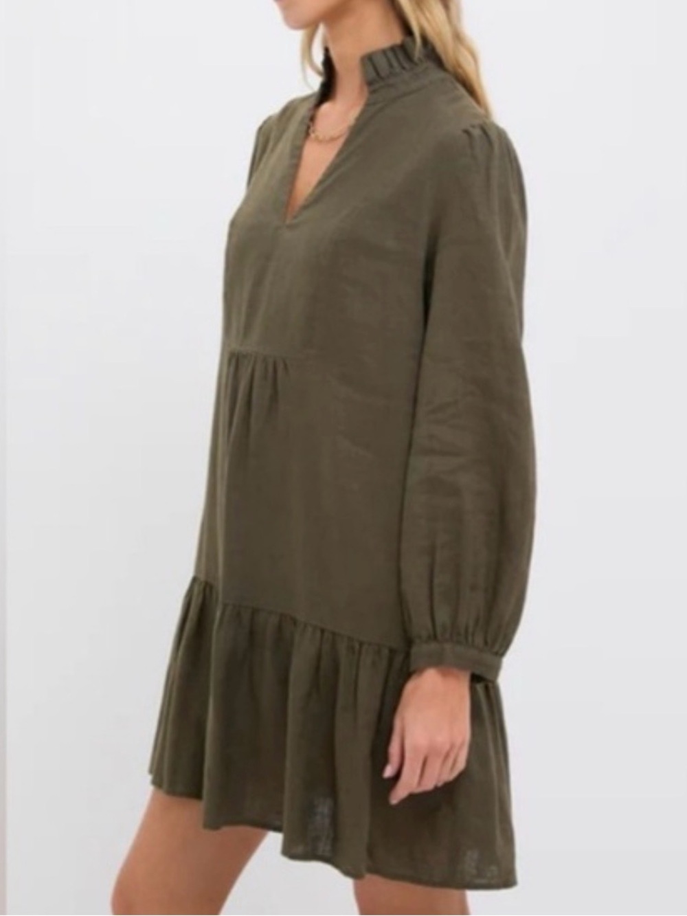 NWT Tuckernuck Palmerston Olive Green linen shirt Dress - Picture 1 of 4